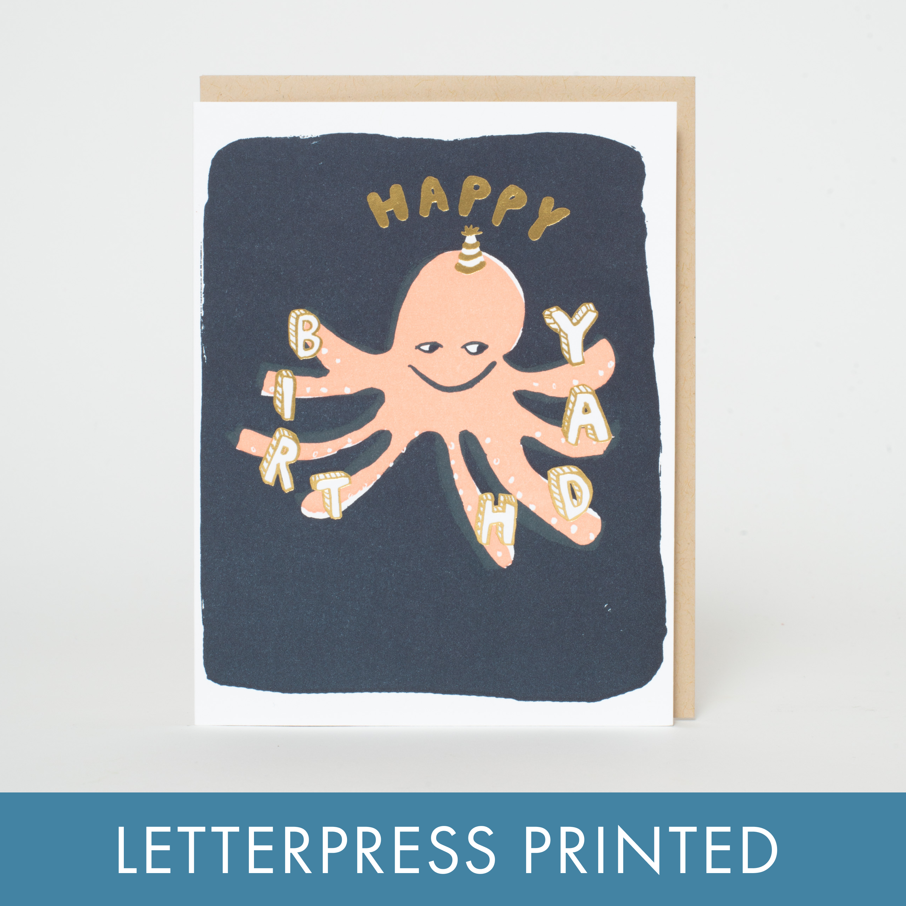 Octopus Birthday Letterpress Greeting Card by Egg Press