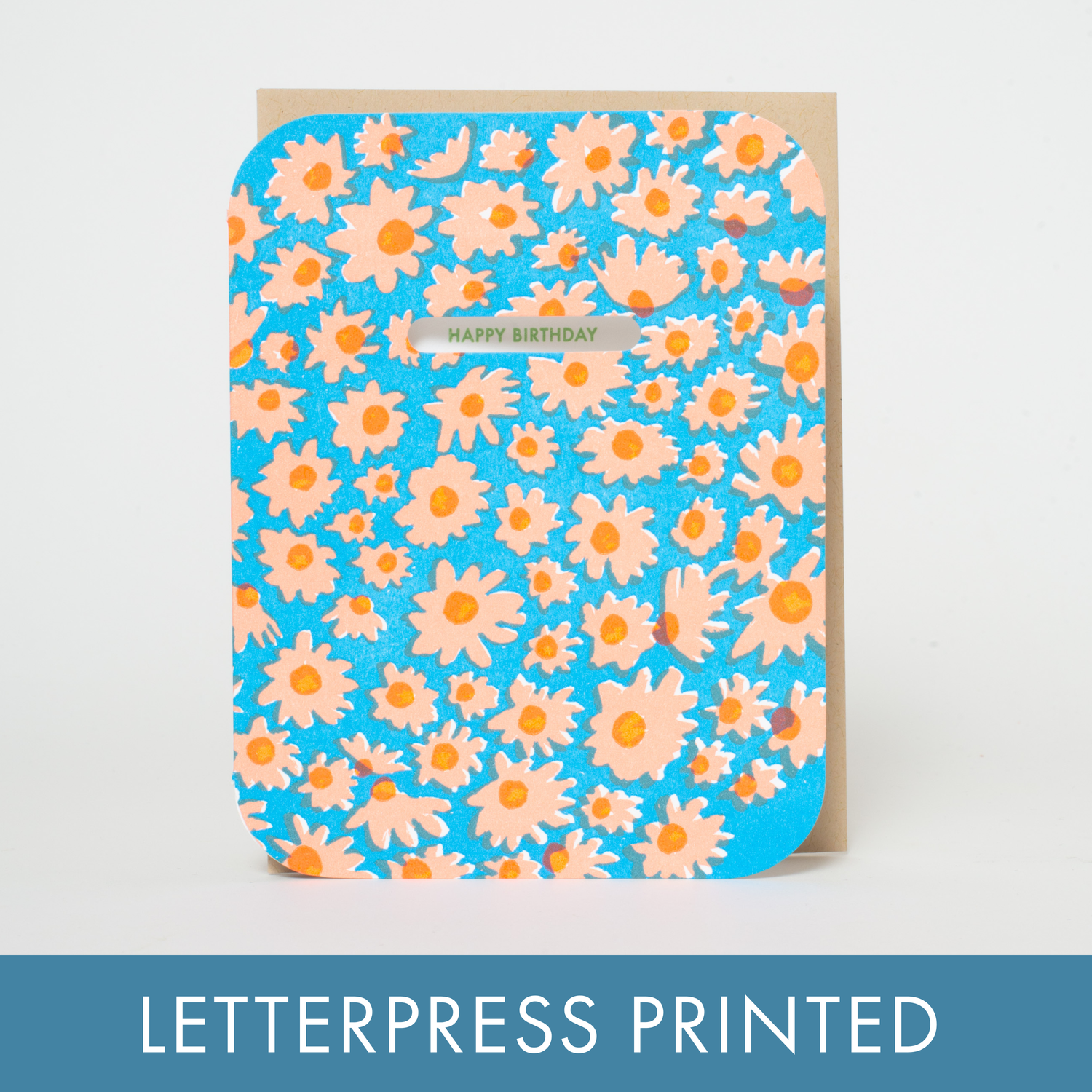 Birthday Daisy Patch Die-cut Letterpress Greeting Card by Egg Press