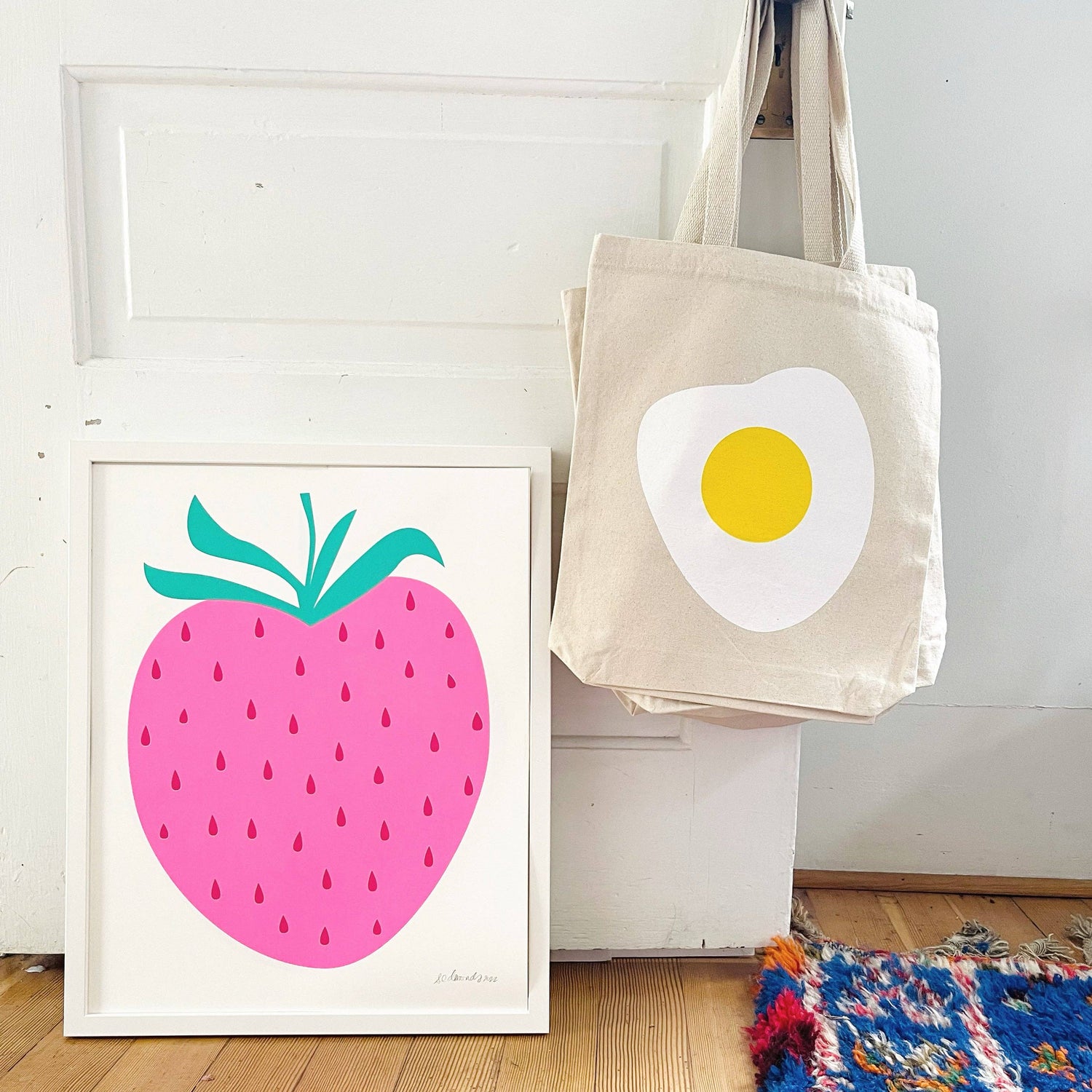 Strawberry Pastel Neon Pink Screenprint