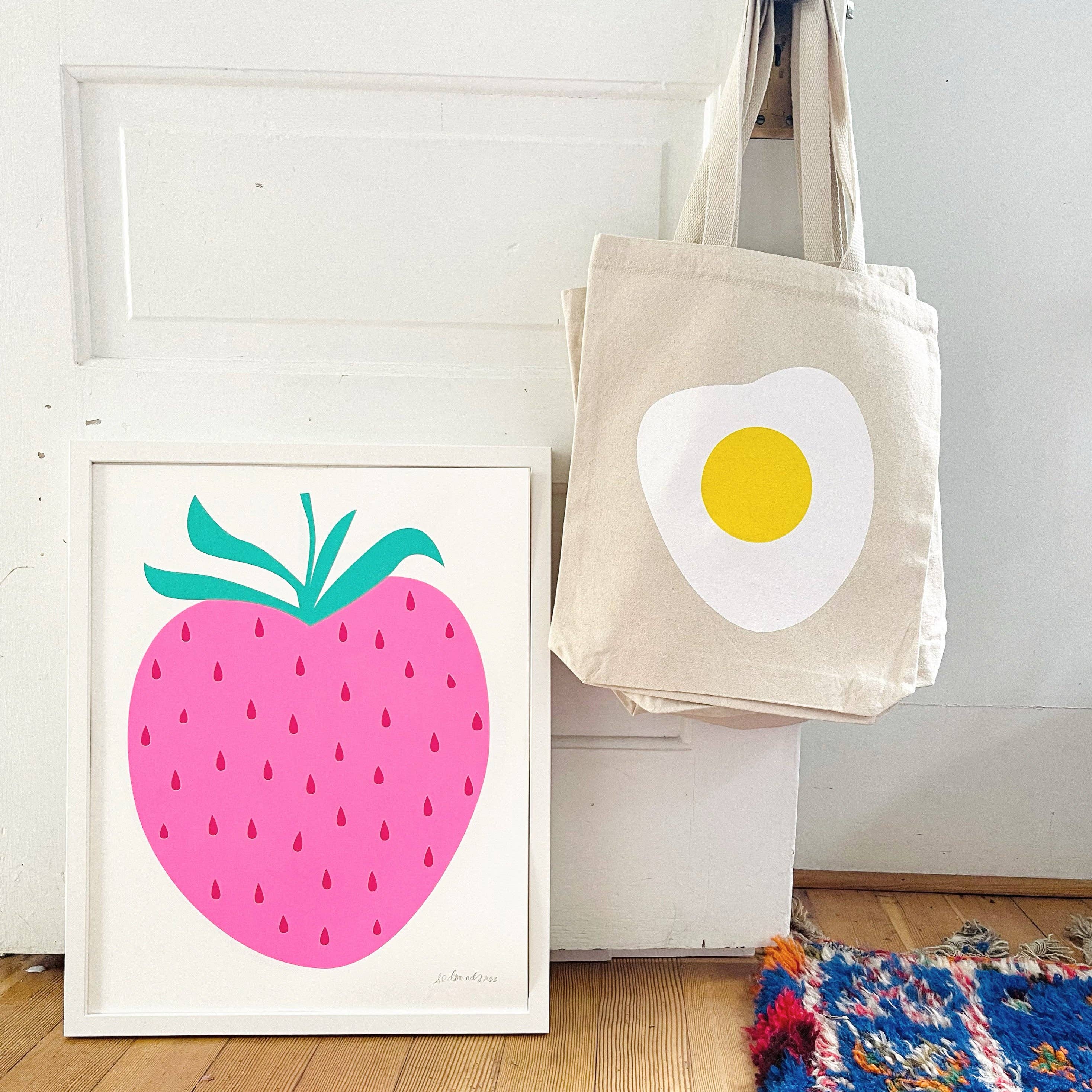 Strawberry Pastel Neon Pink Screenprint