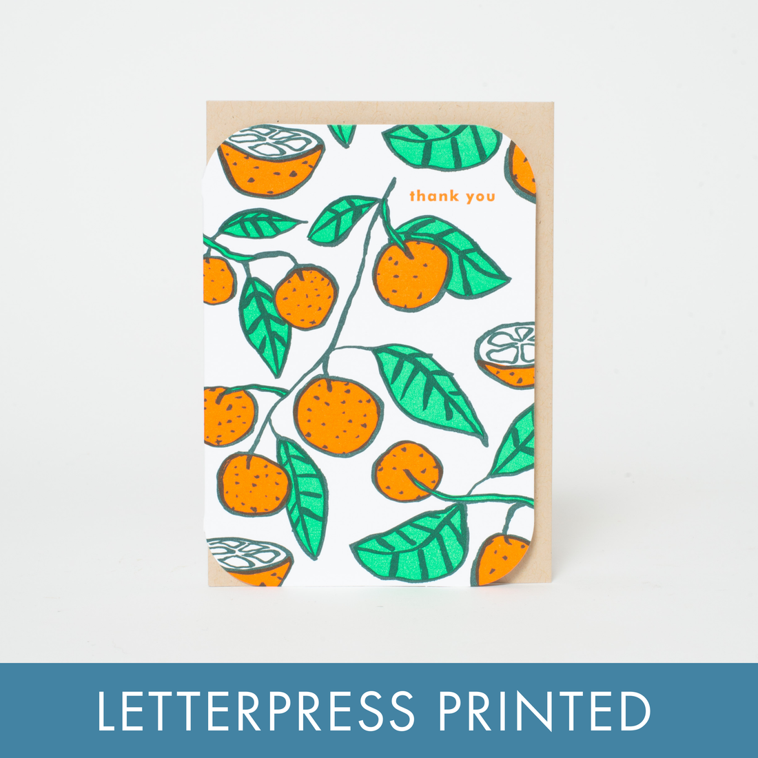 Citrus Thank You Letterpress Greeting Card by Egg Press