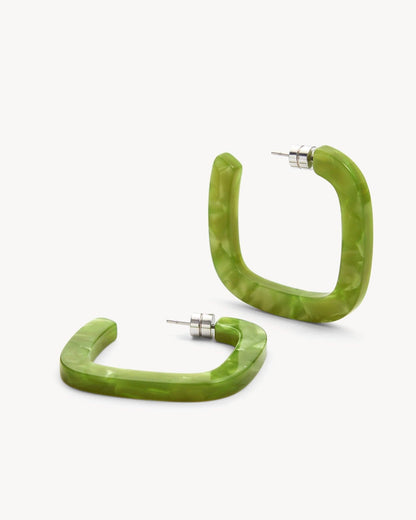 Midi Square Hoops in Pistachio