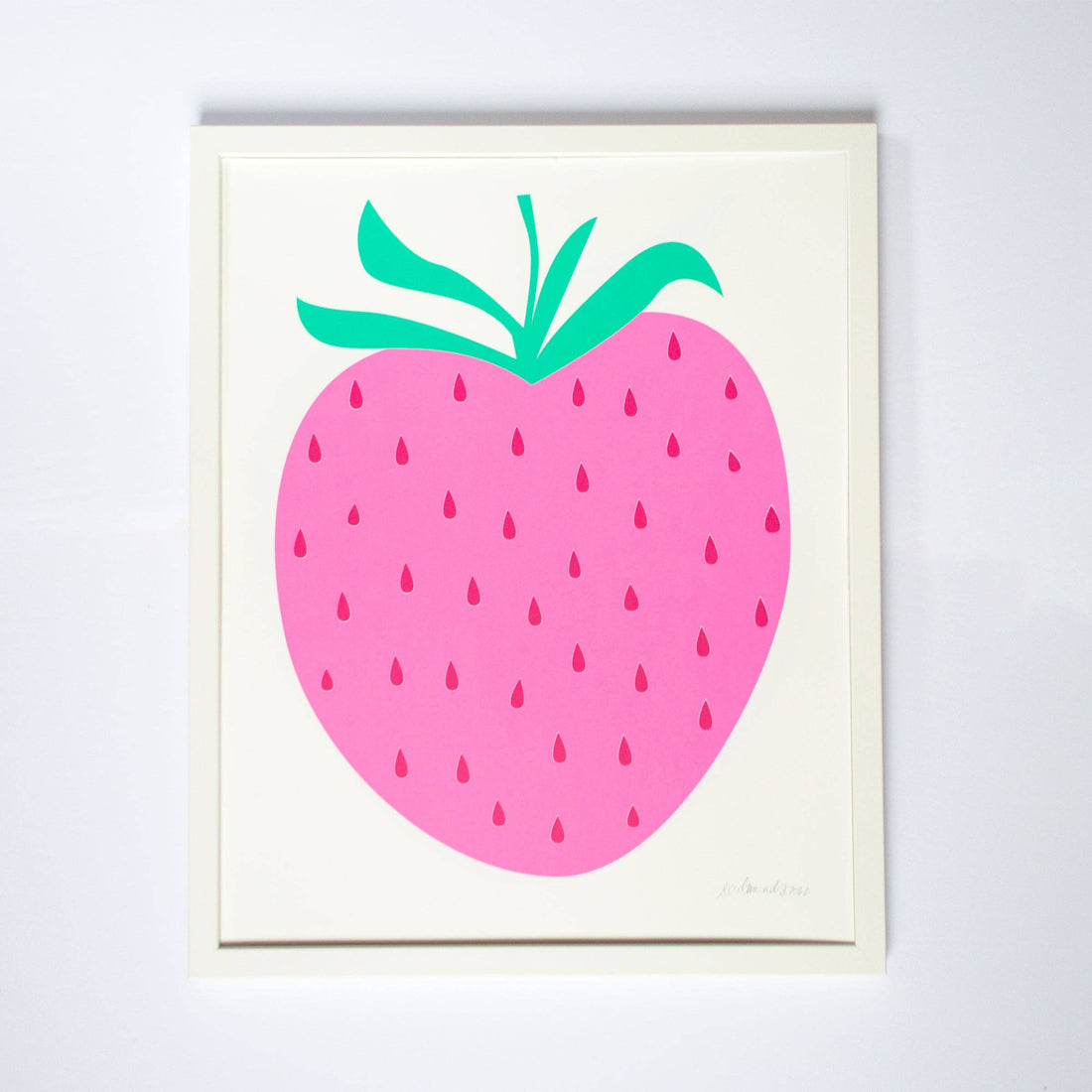 Strawberry Pastel Neon Pink Screenprint