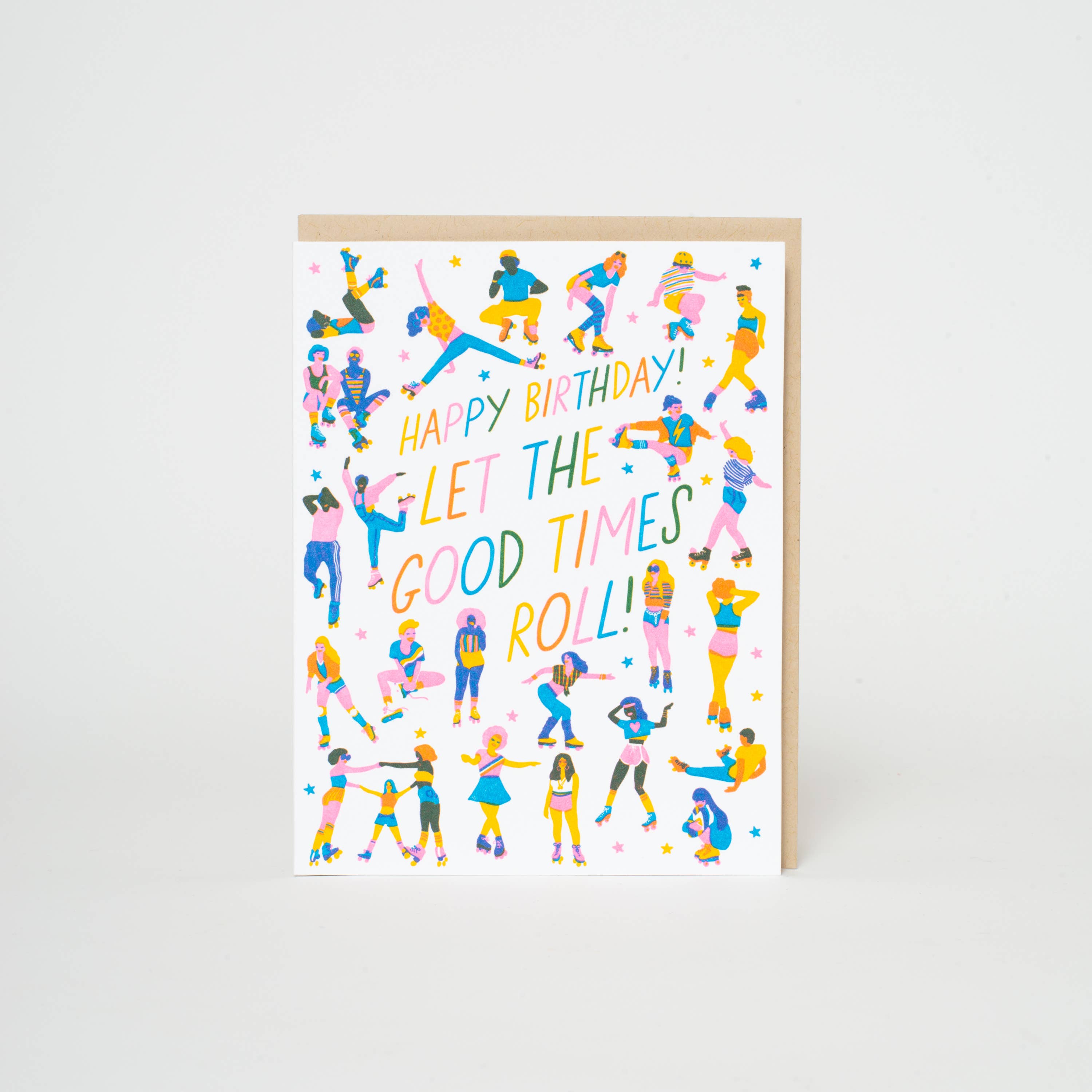 Roller Skaters Birthday Letterpress Greeting Card by Hello!Lucky