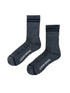 Two gray socks with &