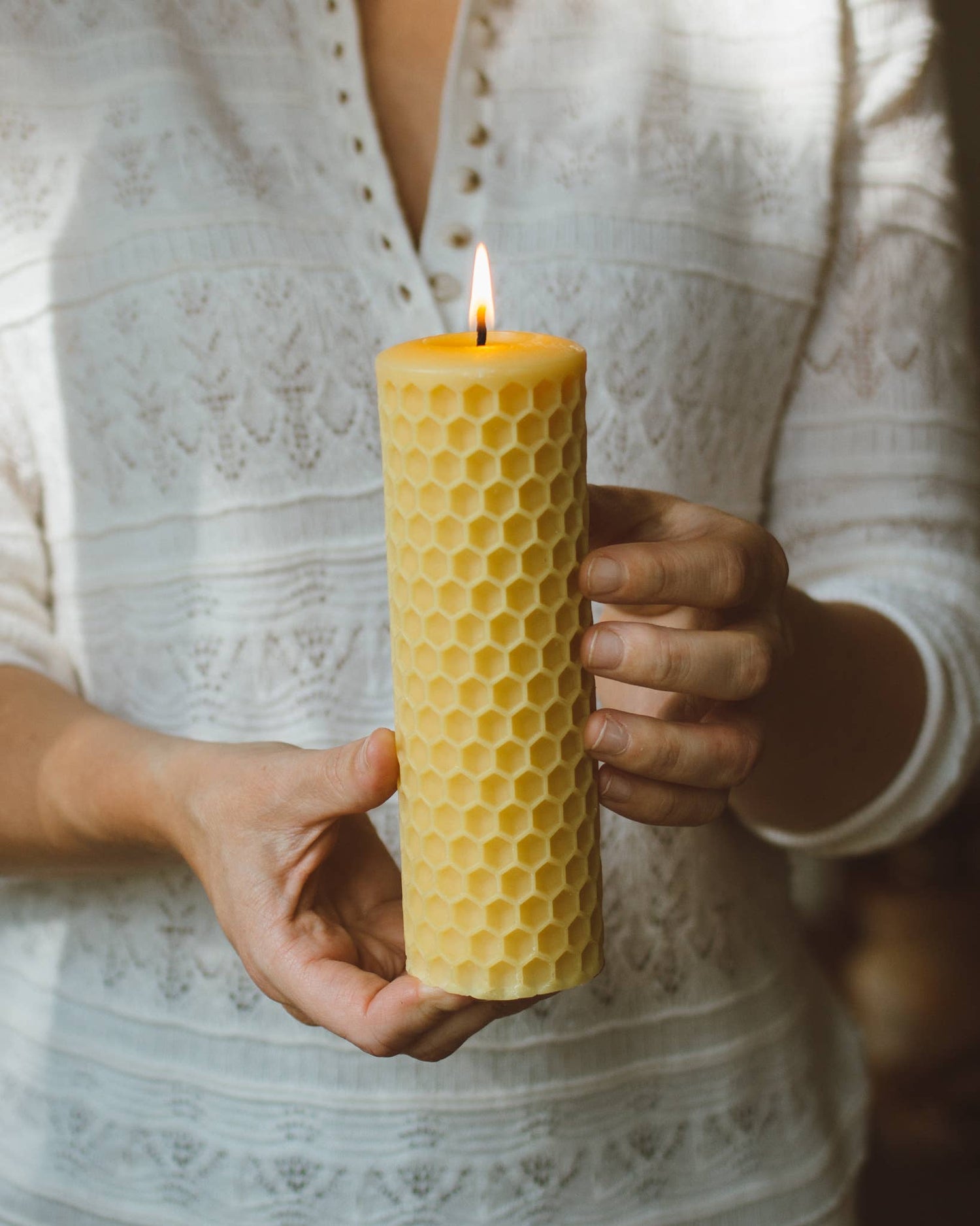 Honeycomb Beeswax Tall Pillar Candle | Wholesale