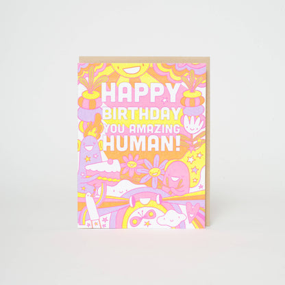 Birthday Amazing Human Letterpress Greeting Card by Hello!Lucky