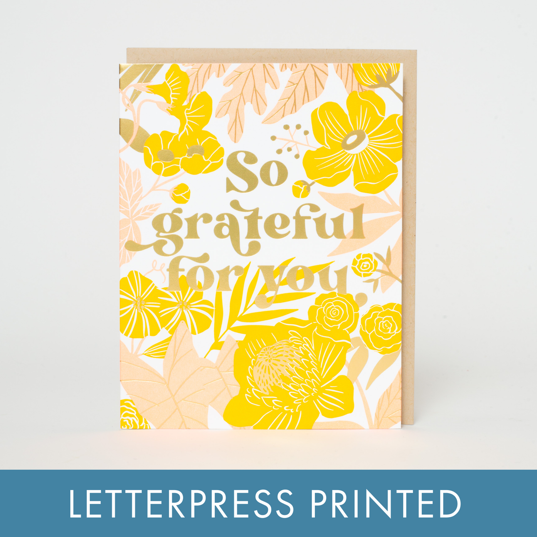 Grateful For You Floral Letterpress Greeting Card by Hello!Lucky