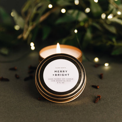 Travel Tin Candles | Merry + Bright (6 oz.) - Holiday 2025