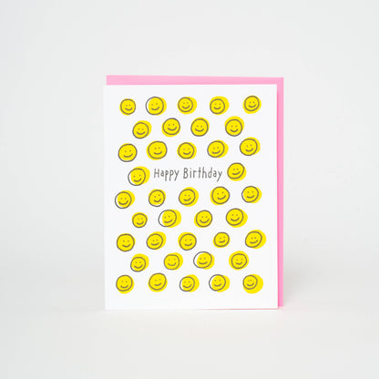 Happy Face Birthday Letterpress Greeting Card by Ashkahn