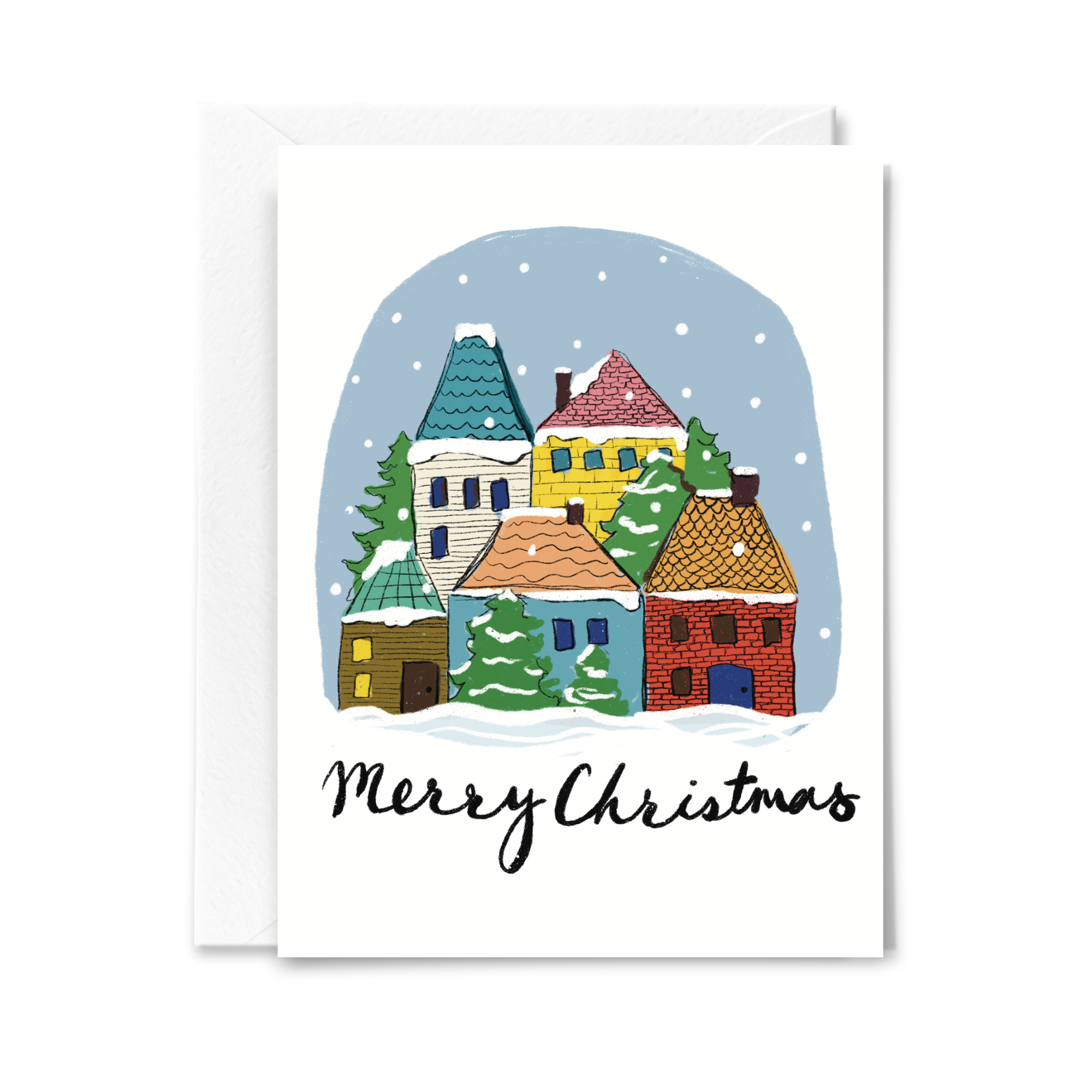 Snowy Village Christmas Card